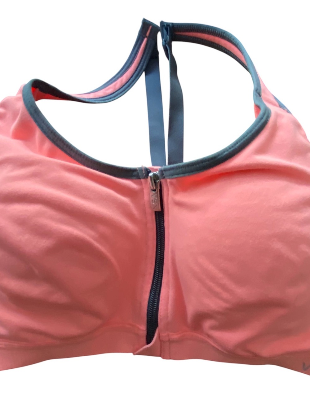 Victoria's Secret VSX Sports Bra 32C Peach Front Zip Racerback Full Support